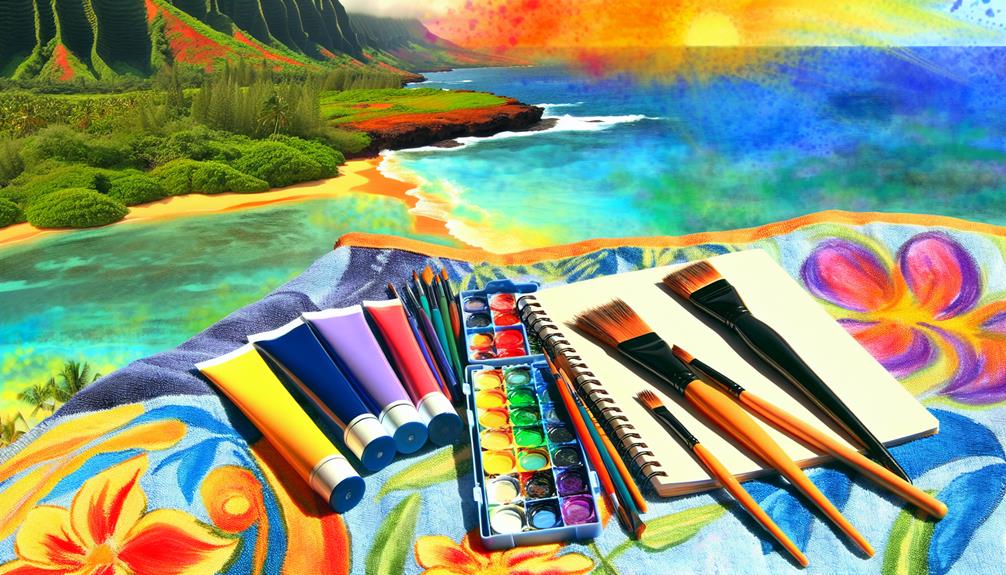 choosing art supplies in maui