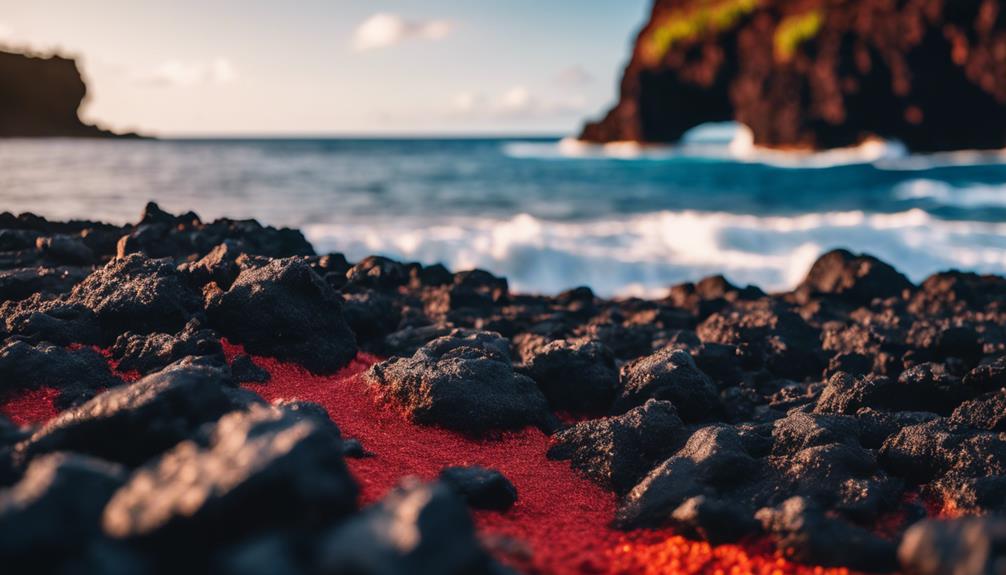 unique red sand beach